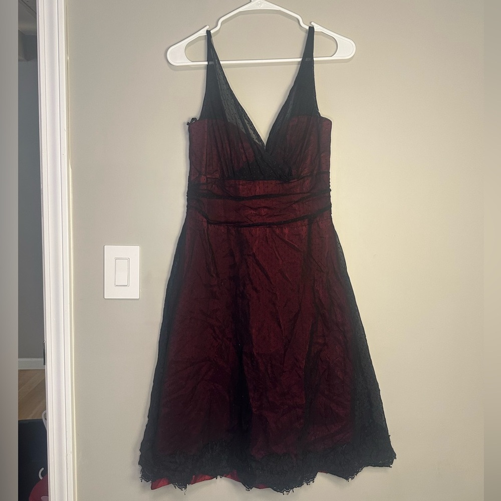 Vintage Black and Red Lace Dress